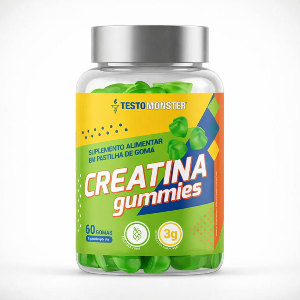 Creatina em goma sabor uva verde 60 gomas - Testo Monster