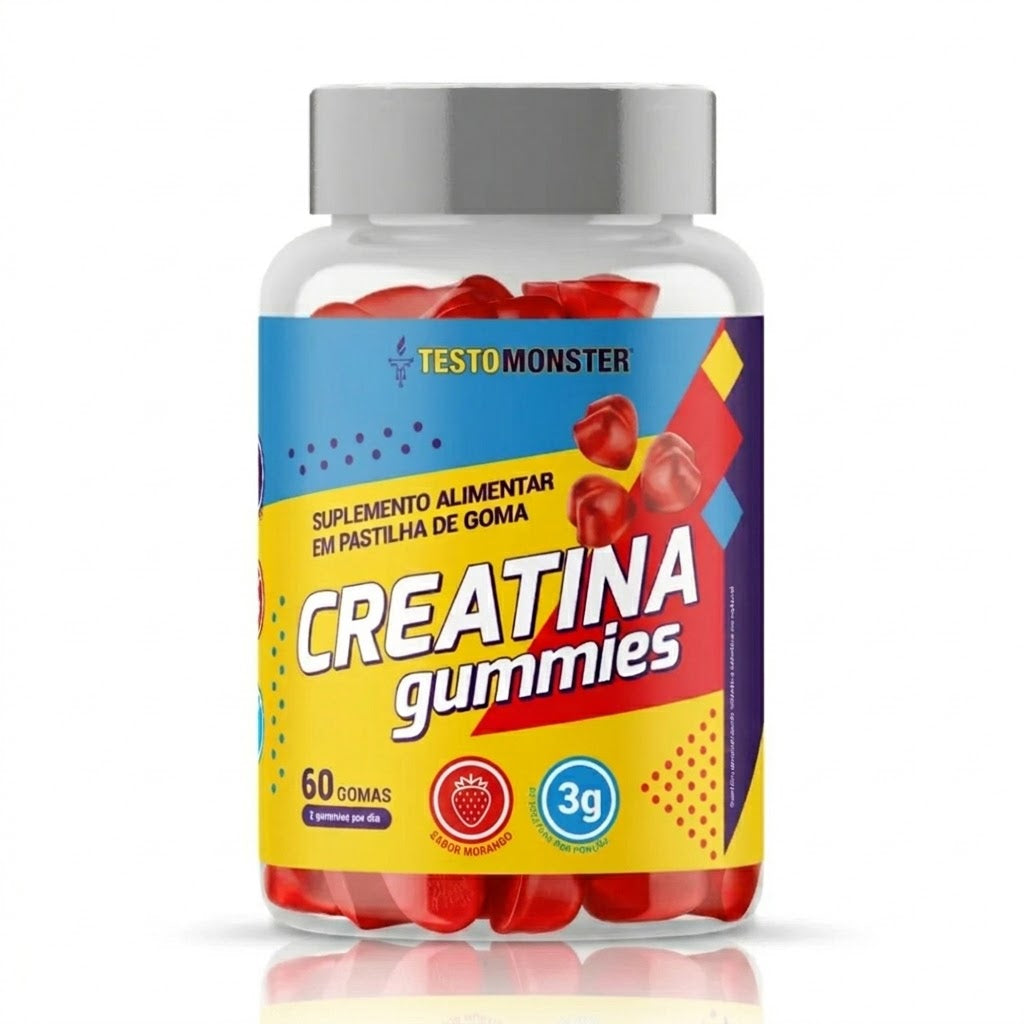 Creatina em goma sabor morango 60 gomas - Testo Monster