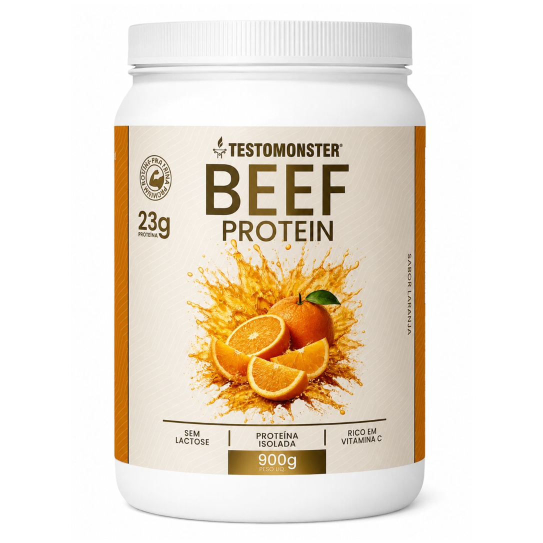Beef Protein Testo Monster 900g - Sabor Laranja