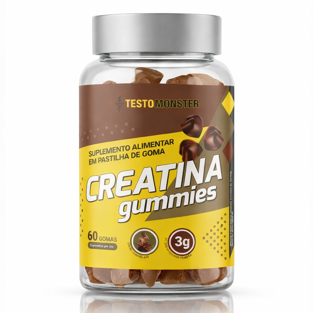 Creatina em goma sabor chocolate 60 gomas - Testo Monster